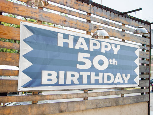 Happy Birthday Striped Vinyl Banner