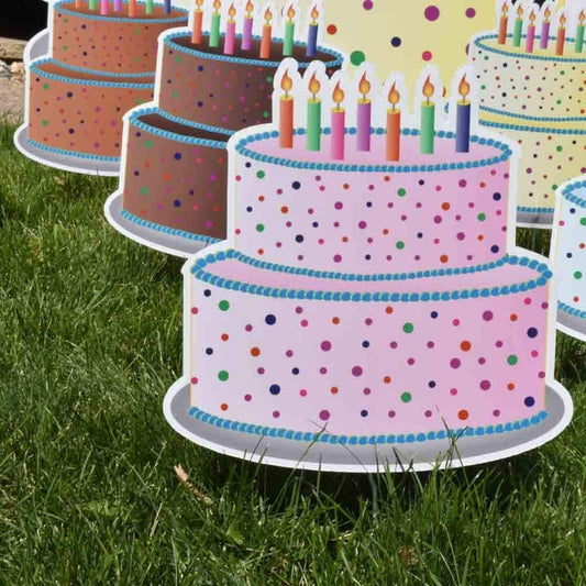 Happy Birthday Yard Greetings with Birthday Cakes 13 pc set