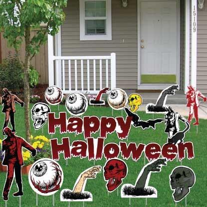 Happy Halloween Scary Zombies Yard Card - 18 pcs - FREE SHIPPING