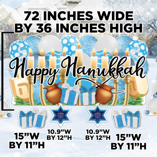 Happy Hanukkah Oversized Ez Yard Cards | 7 Pc Set