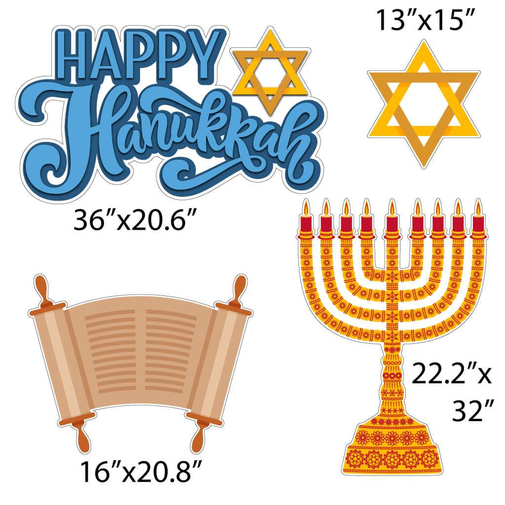 Happy Hanukkah Yard Card Greeting & Flair 10 pc Set (19704)