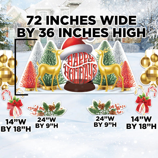 Happy Holidays Snow Globe Oversized Ez Yard Cards | 7 pc Set