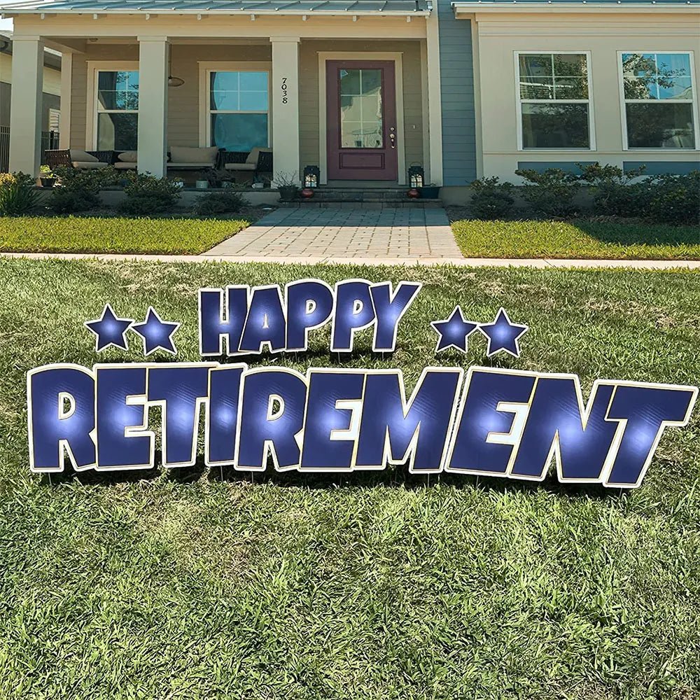Happy Retirement Yard Sign Quick Set - 9 Piece