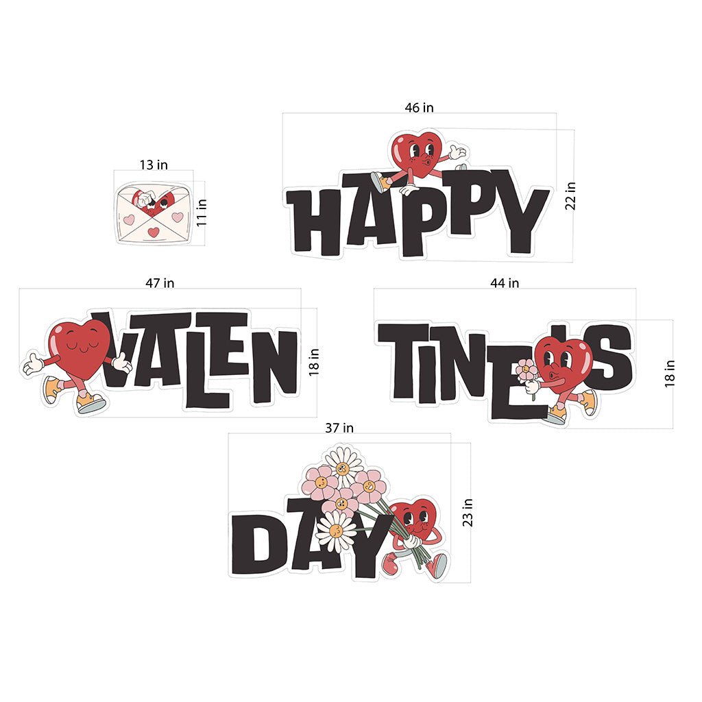 Happy Valentines Day Retro Hearts Quick Set | 5pc Set