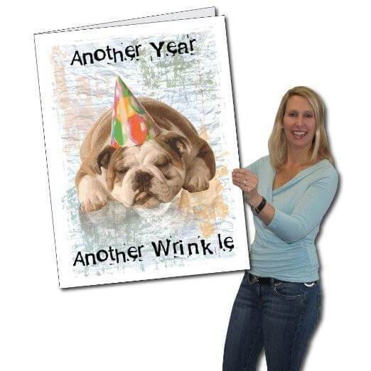 3' Stock Design Giant Birthday Card w/Envelope - Dog With Party Hat