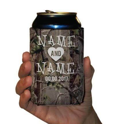 Custom Camouflage Wedding Can Cooler- He Took A Shot