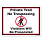 Hiking Private Trail No Trespassing Sign or Sticker - #7