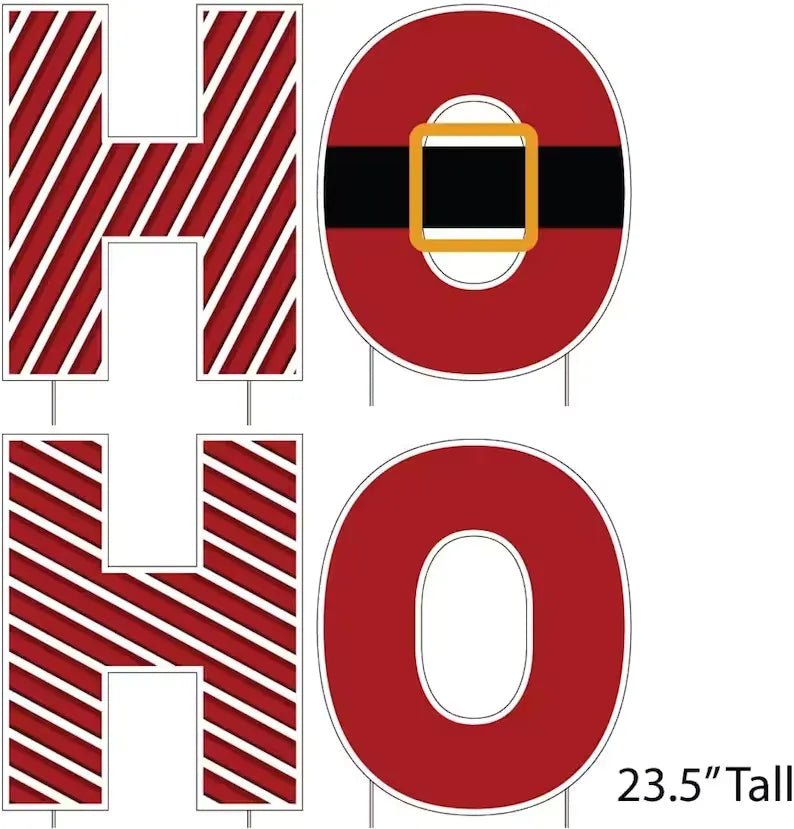 Ho Ho Red & White Yard Letters - 4pc Set