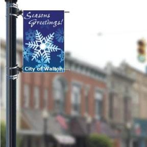 Snowflake Design, Stock - Holiday 24"x36" Pole Banner FREE SHIPPING