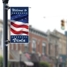 Stock Patriotic Design - Add your Town/City - Holiday 24"x48" Pole Banner FREE SHIPPING