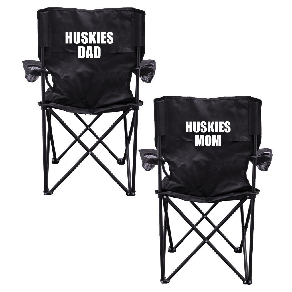 Huskies Parents Black Folding Camping Chair Set of 2