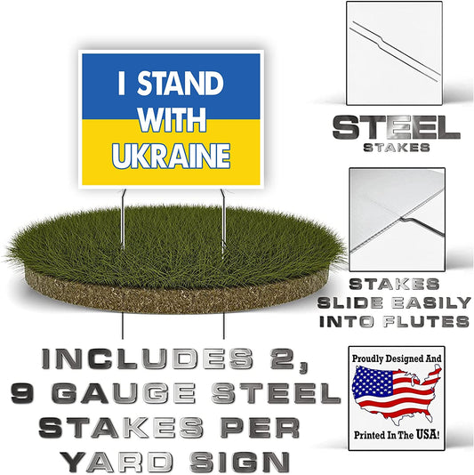 I Stand with Ukraine Yard Sign, Can Cooler, and Car Decal (21592)