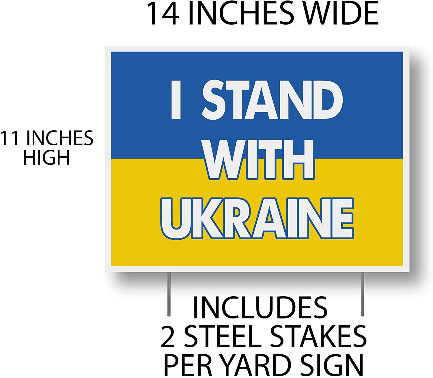 I Stand with Ukraine Yard Sign, Can Cooler, and Car Decal (21592)