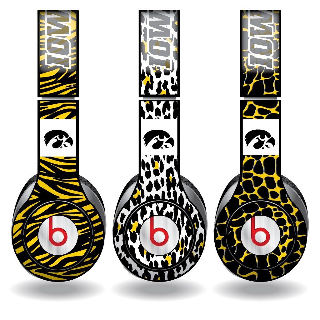 University of Iowa - Set of 3 Animal Patterns - Skins for Beats Solo - FREE SHIPPING