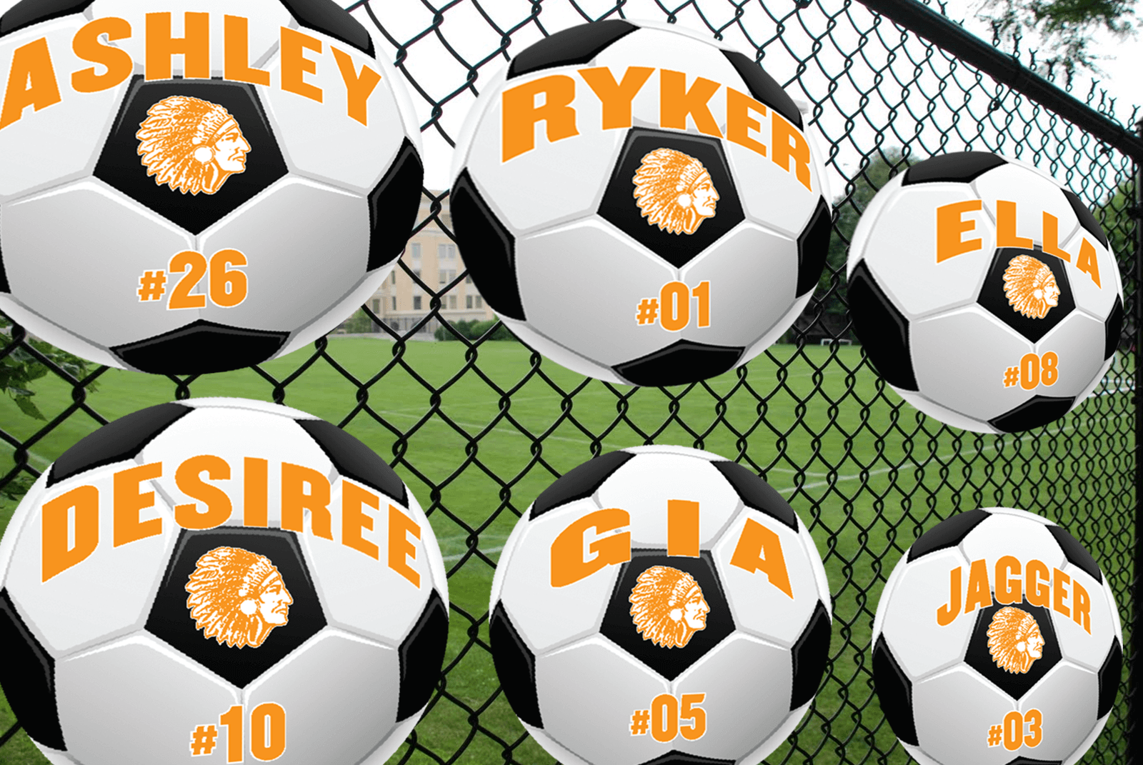 Custom Soccer Player Name, Number and Mascot Fence & Yard Signs