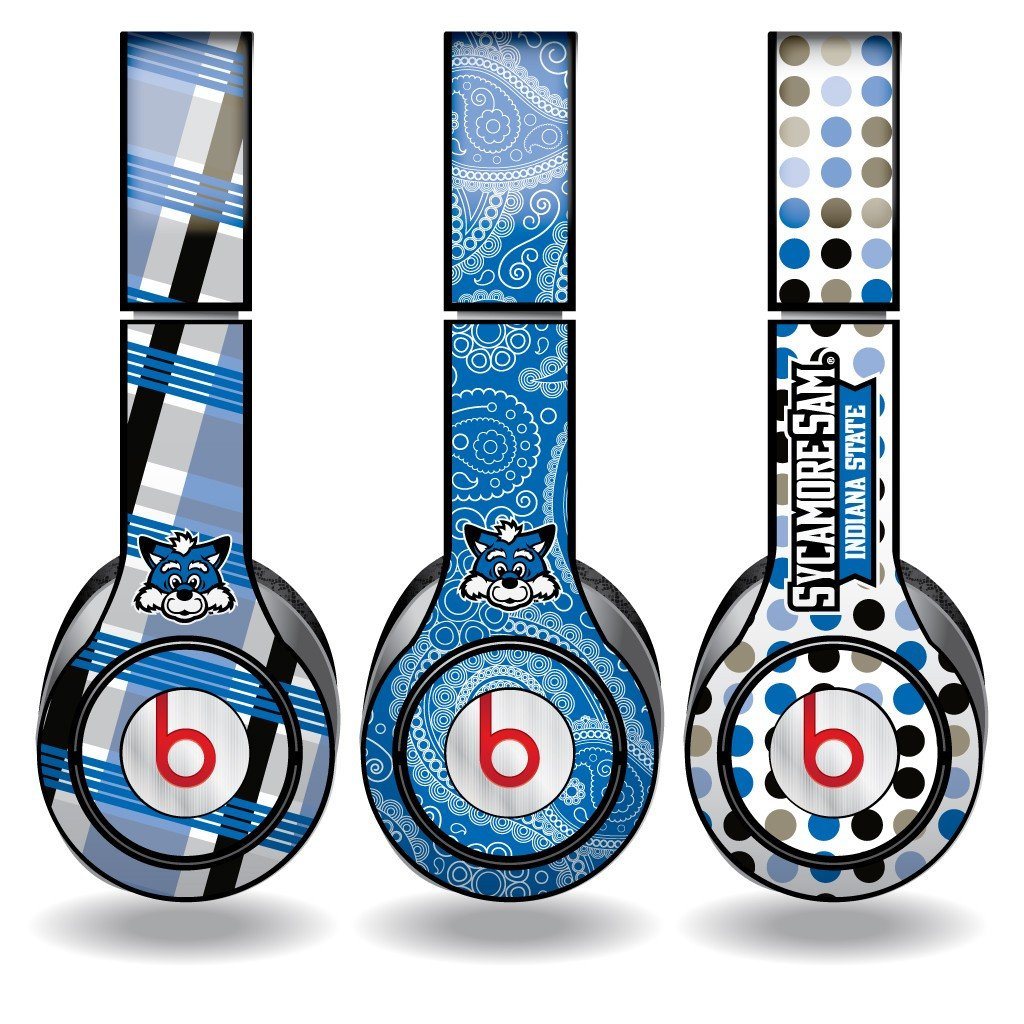 Indiana State University Set of 3 Patterns Skins for Beats Solo HD FREE SHIPPING