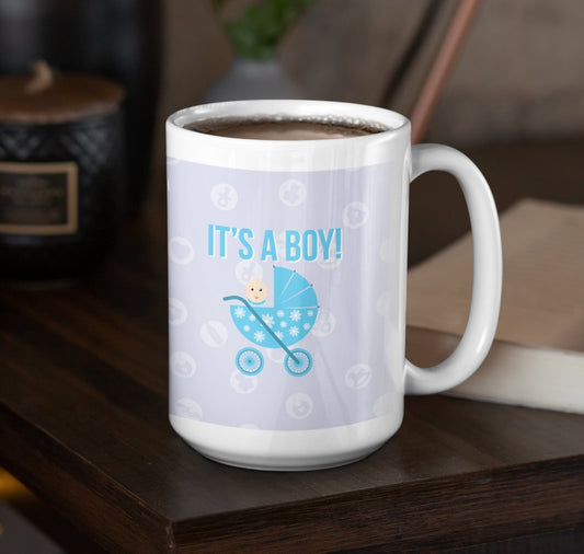 It's a Boy Baby Carriage 15 Oz Coffee Mug