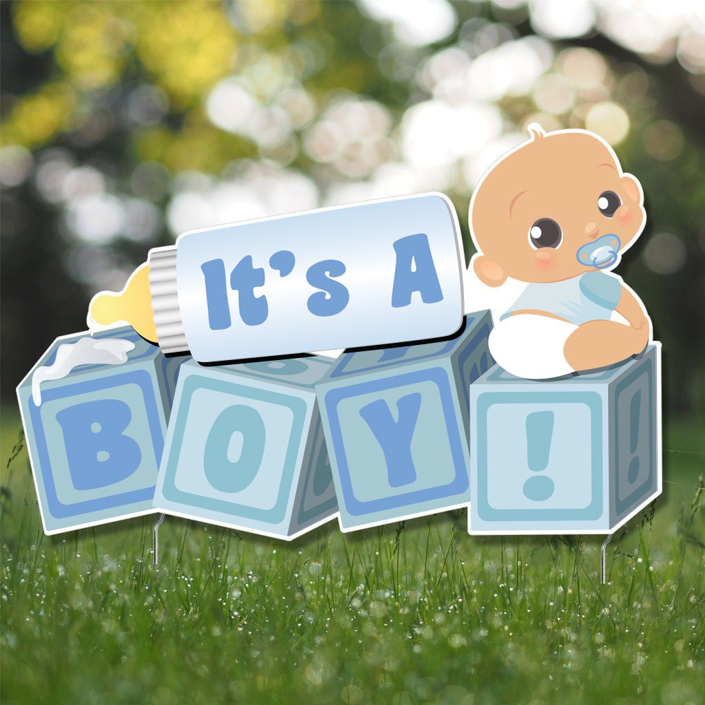 It's a Boy! Die Cut Baby Blocks, Baby Announcement Yard Sign