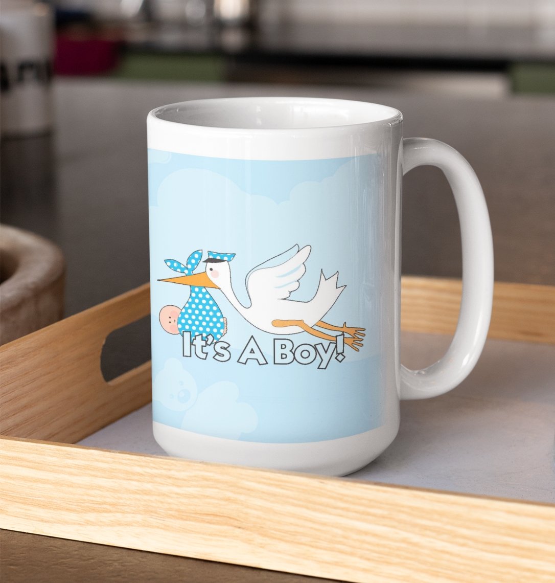 It's a Boy Stork 15 Oz Coffee Mug
