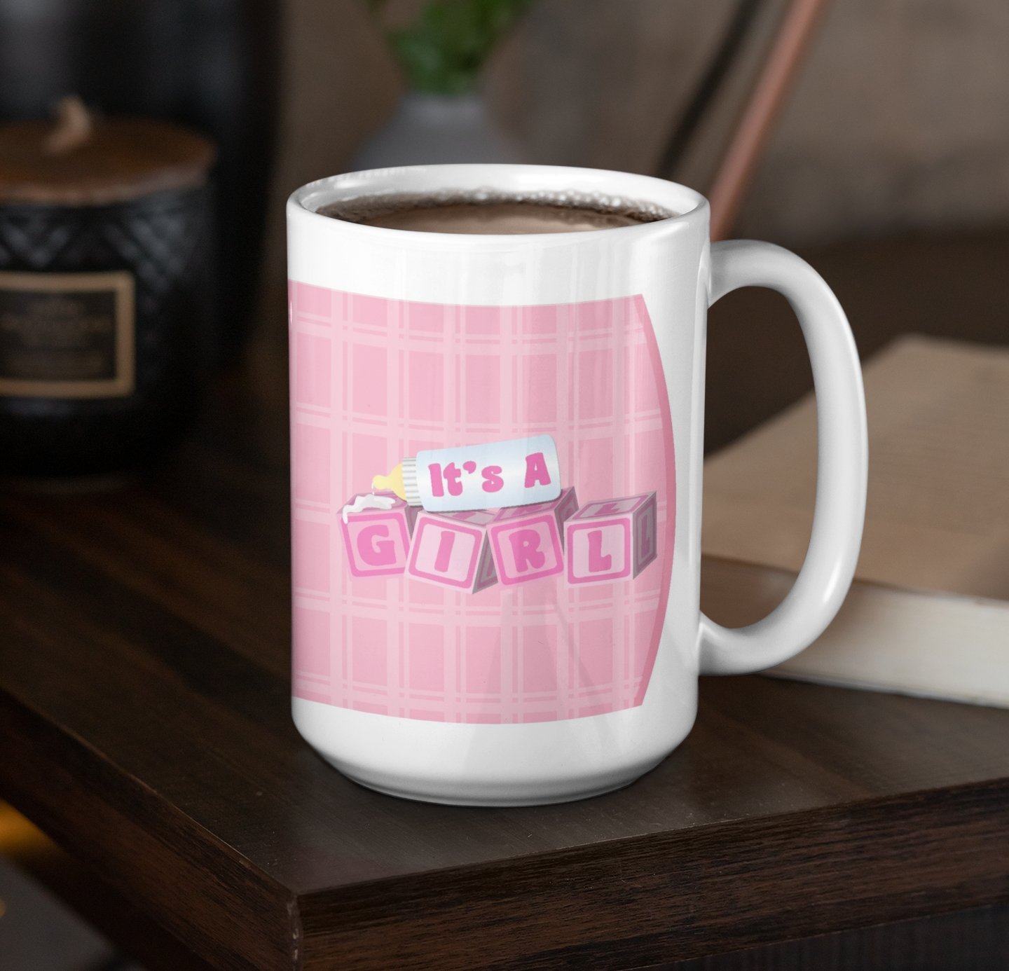 It's a Girl Baby Blocks 15 Oz Coffee Mug