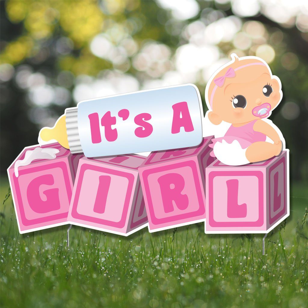 It's a Girl! Die Cut Baby Blocks, Baby Announcement Yard Sign