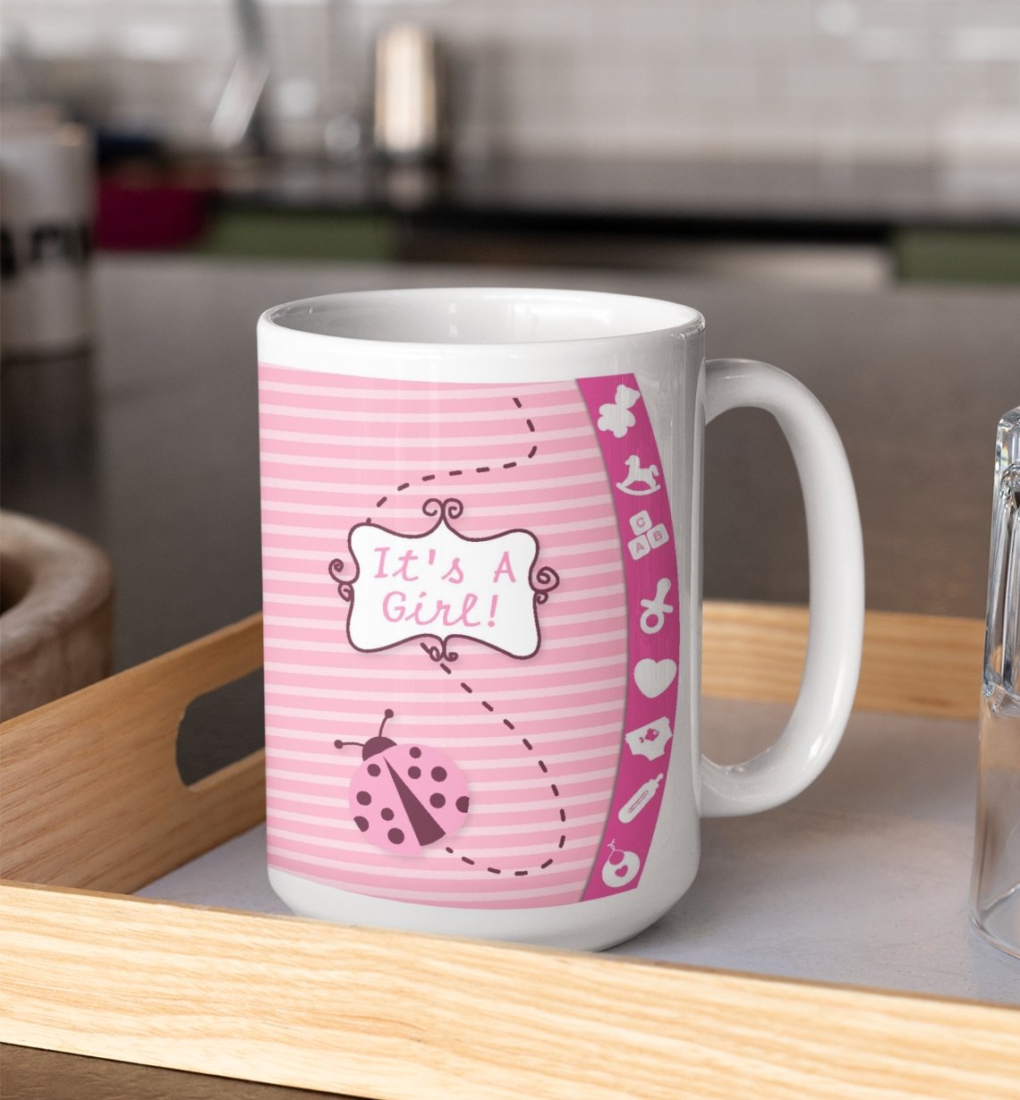 It's a Girl Pink Ladybug 15 Oz Coffee Mug