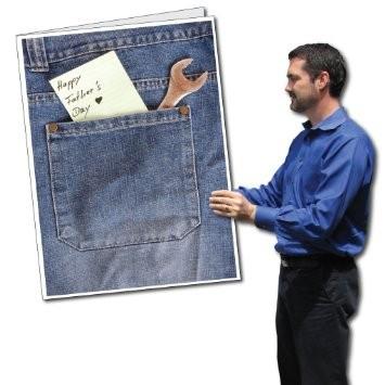 3' Tall Giant Father's Day Card with Envelope - Jeans Pocket and Note