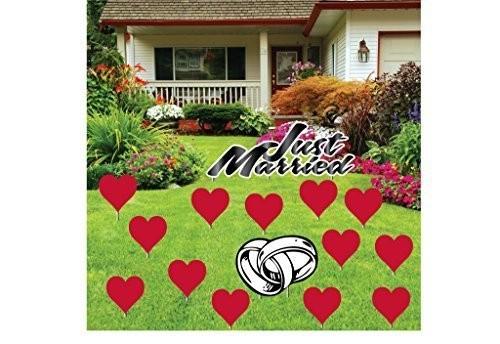 Just Married with Hearts - Yard Decoration