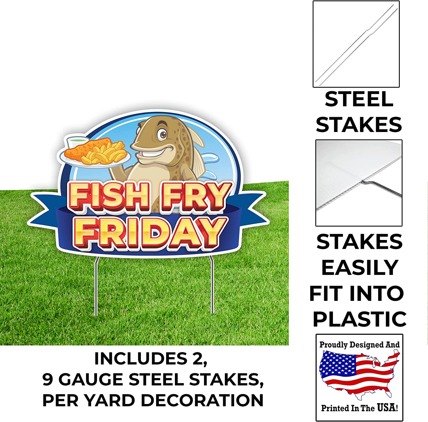 Jumbo Fish Fry Friday Yard Cards - 13 Piece Set