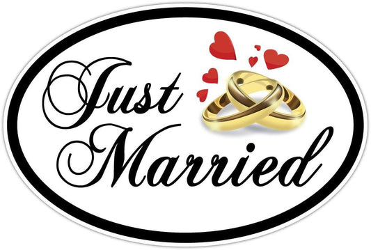 Just Married Oval Car Magnet Set - 18" x 24" - Pack of 2