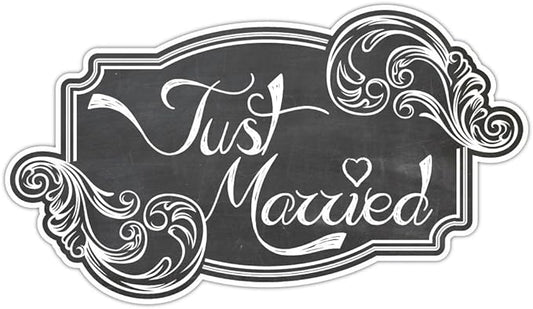 Just Married Rectangle Scroll Car Magnet Set | Pack of 2