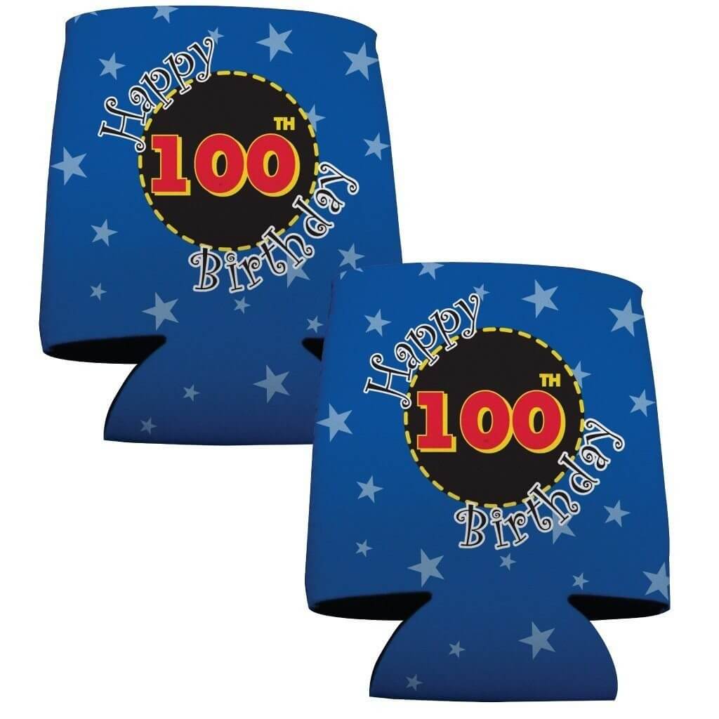 100th Birthday Party Can Cooler Set of 6 - FREE SHIPPING