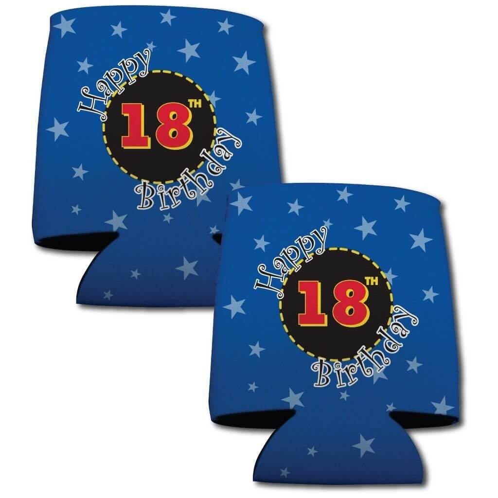 18th Birthday Party Can Cooler Set - 1 Design - Set of 6 - FREE SHIPPING