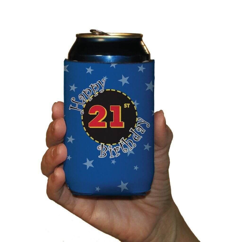 21st Birthday Party Can Cooler Set - 1 Design - Set of 6 - FREE SHIPPING
