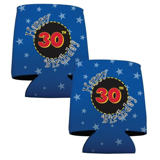 30th Birthday Party Can Cooler Set - 1 Design - Set of 6 - FREE SHIPPING
