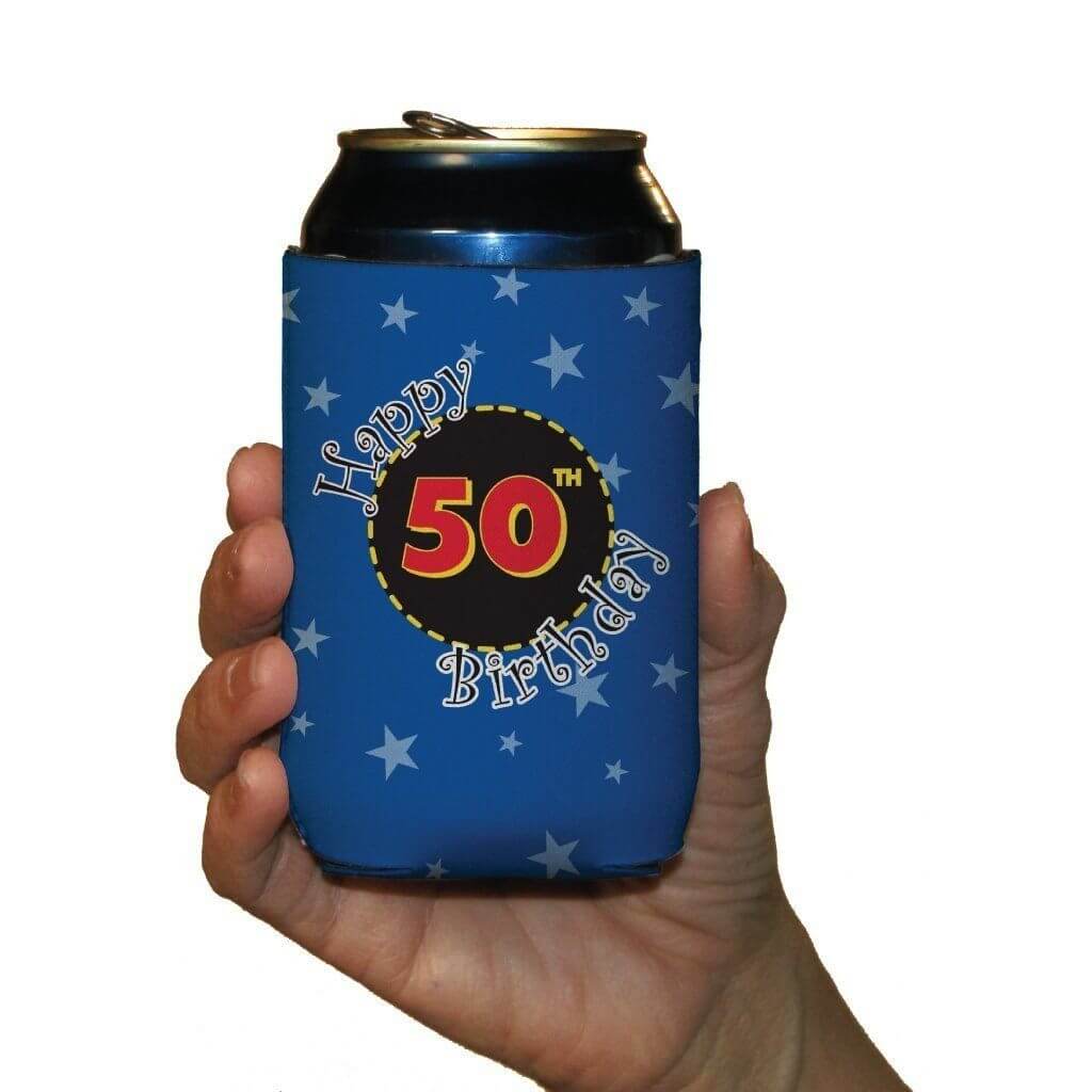 50th Birthday Party Can Cooler Set - 1 Design - Set of 6 - FREE SHIPPING