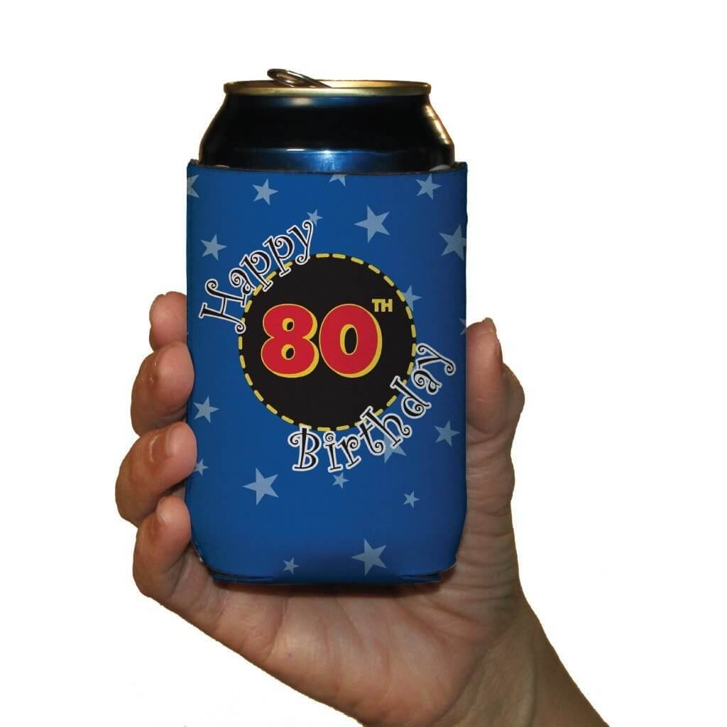 80th Birthday Party Can Cooler Set - 1 Design - Set of 6 - FREE SHIPPING