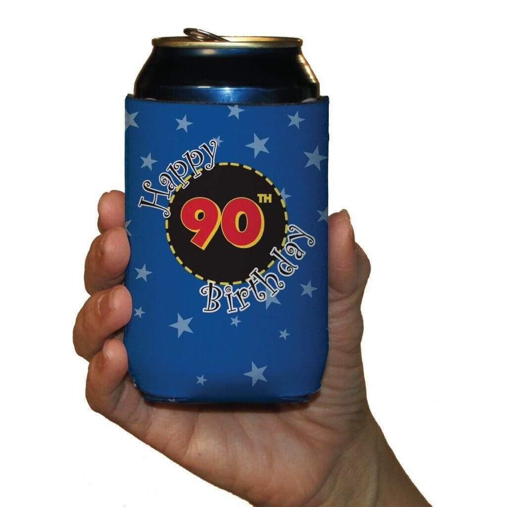 90th Birthday Party Can Cooler Set - 1 Design - Set of 6 - FREE SHIPPING