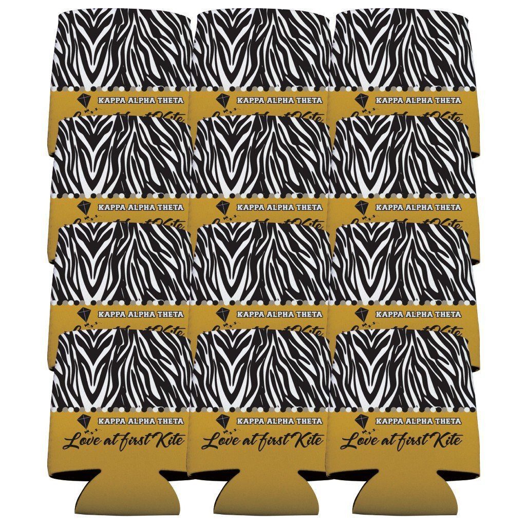 Kappa Alpha Theta Can Cooler Set of 12 - Zebra Print FREE SHIPPING