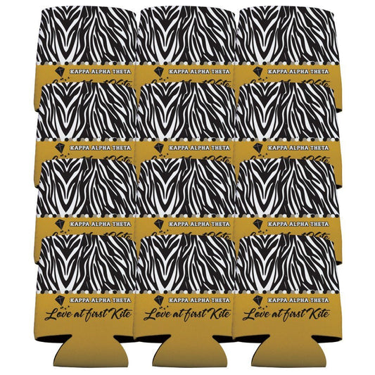 Kappa Alpha Theta Can Cooler Set of 12 - Zebra Print FREE SHIPPING