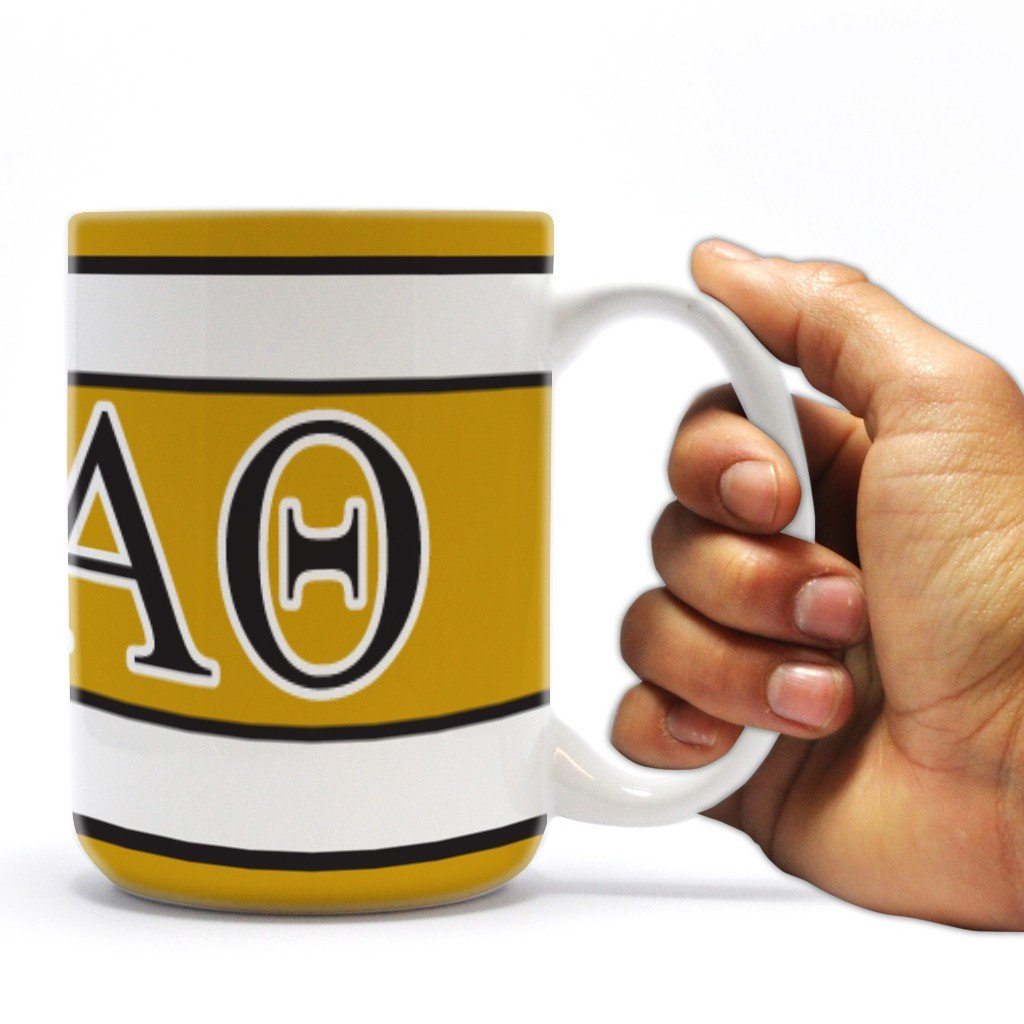 Kappa Alpha Theta 15 ounce Coffee Mug Coat of Arms with Three Yellow