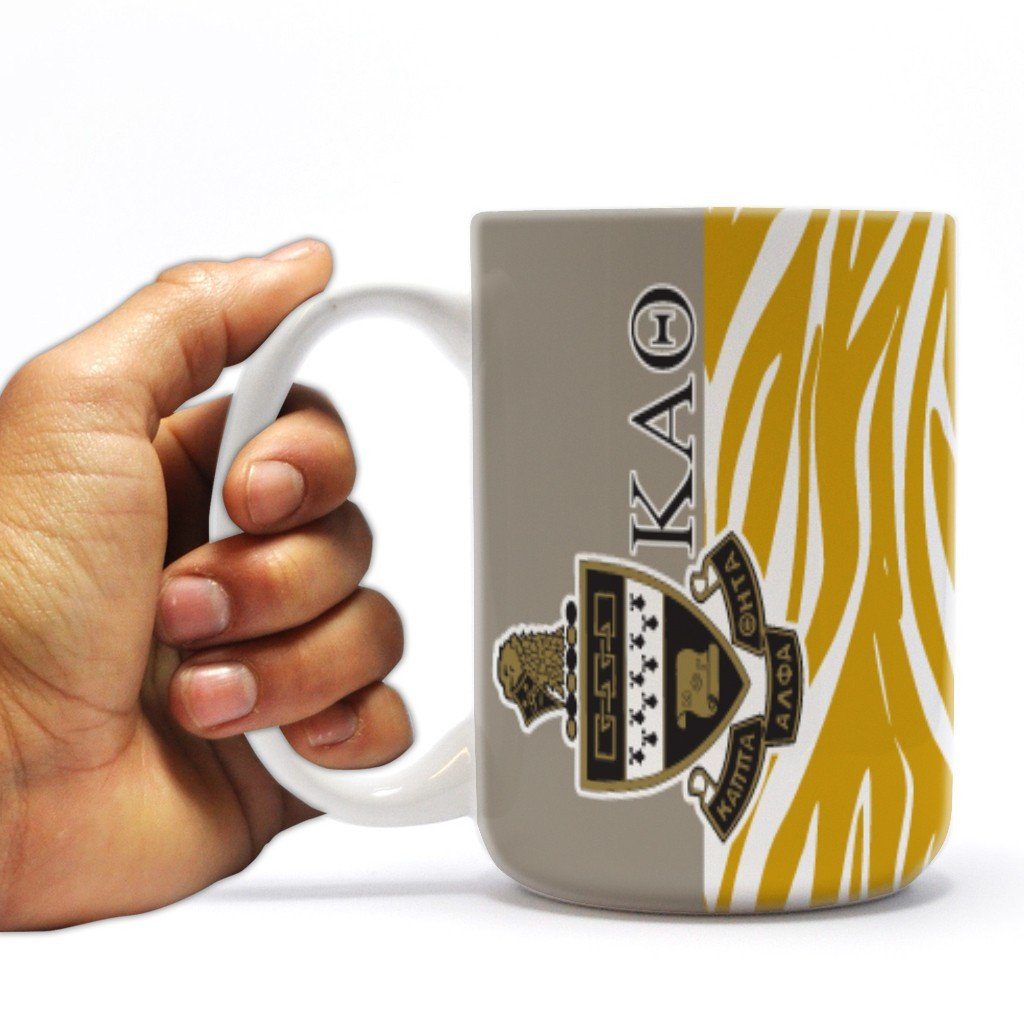 Kappa Alpha Theta 15 ounce Coffee Mug Zebra Print Design