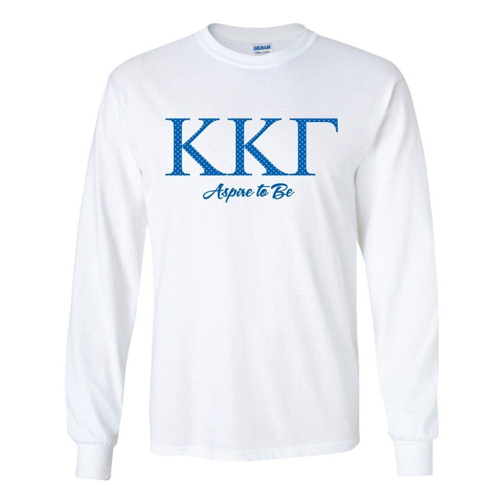 Kappa Kappa Gamma Polka Dot Greek Letters Long Sleeve T-shirt - FREE SHIPPING