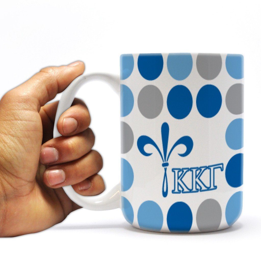 Kappa Kappa Gamma 15 ounce Coffee Mug Polka Dot Pattern Design