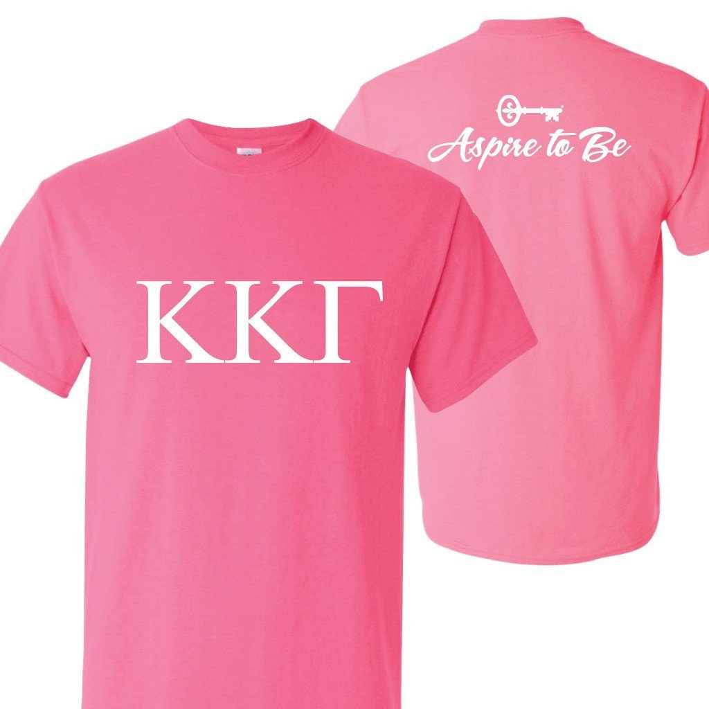 Kappa Kappa Gamma Greek Letter Front and Aspire Back Standard T-Shirt - FREE SHIPPING