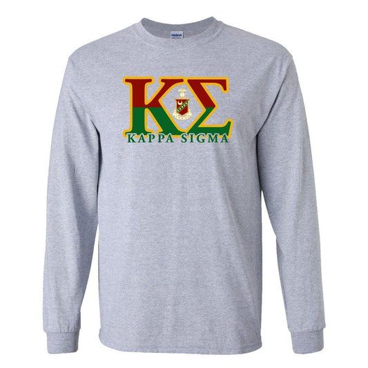 Kappa Sigma Long Sleeve T-shirt Two Toned Greek Letters - FREE SHIPPING