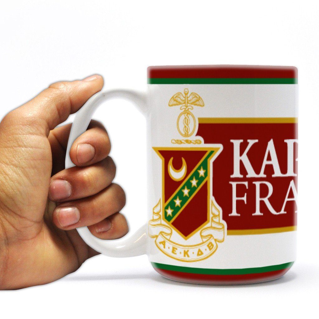 Kappa Sigma 15oz Coffee Mug “ Crest with Three Red Stripes