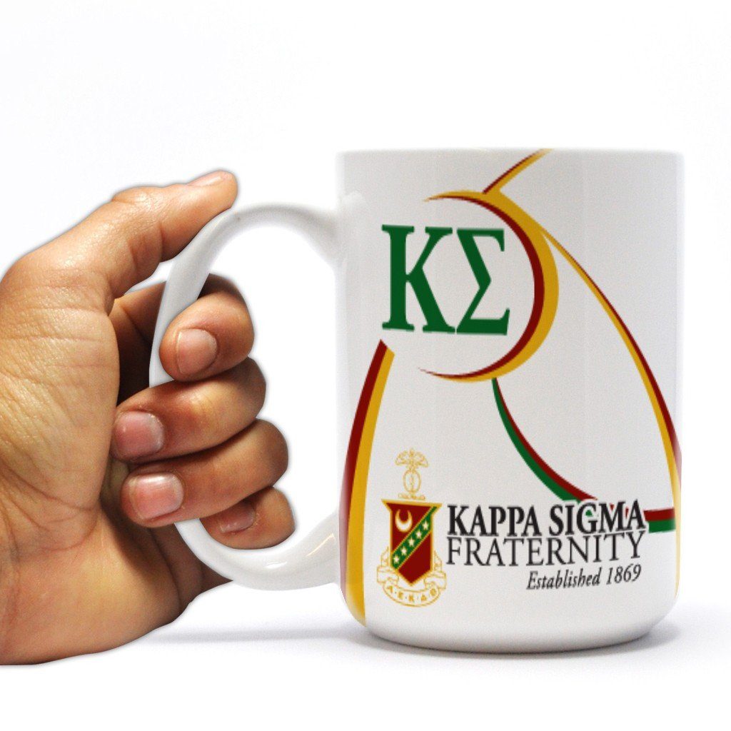 Kappa Sigma 15oz Coffee Mug “ Greek Letters with Swoop Design