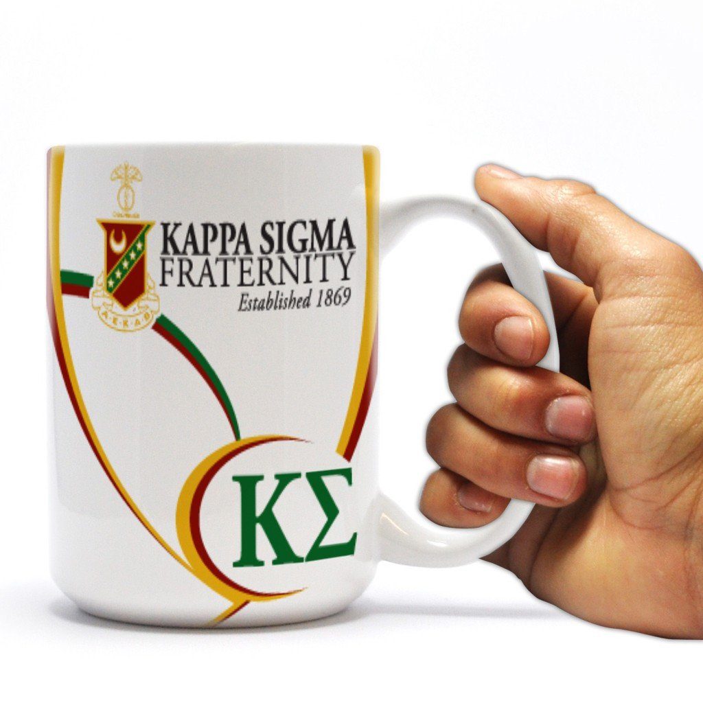 Kappa Sigma 15oz Coffee Mug “ Greek Letters with Swoop Design