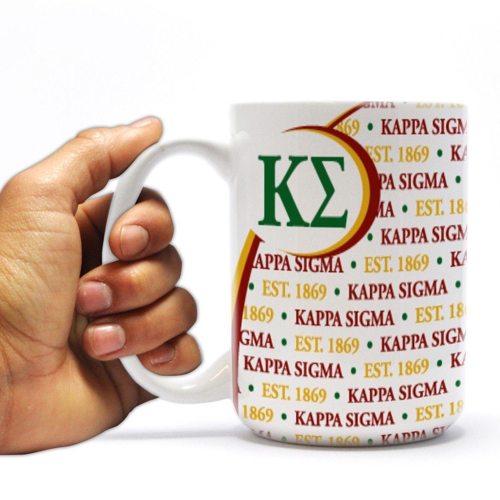Kappa Sigma 15oz Coffee Mug “ Greek Letters with Motto Design